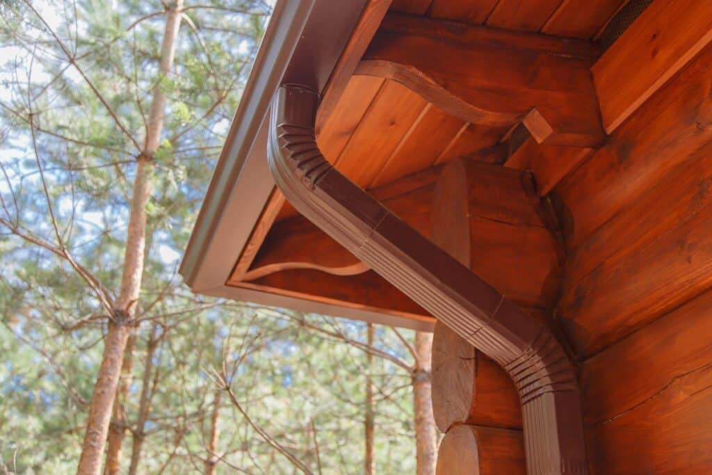 gutter system in a wooden house