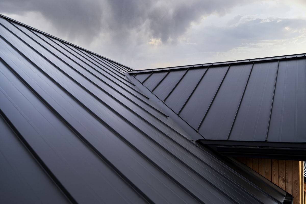 Close-up of black metal roofing